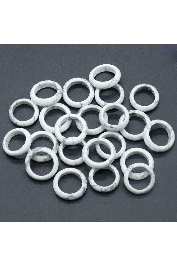50pcs Wholesale Ring Delicate Jewelry Natural Whte Howlite Stone Gemstone Rings Lots