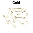 thumbnail image 1 of GKNET 50pcs/lot 15-45mm Metal Steel Double Eye Pin Earrings Ear Connecting Rod-Gold-Length 20mm, 1 of 7