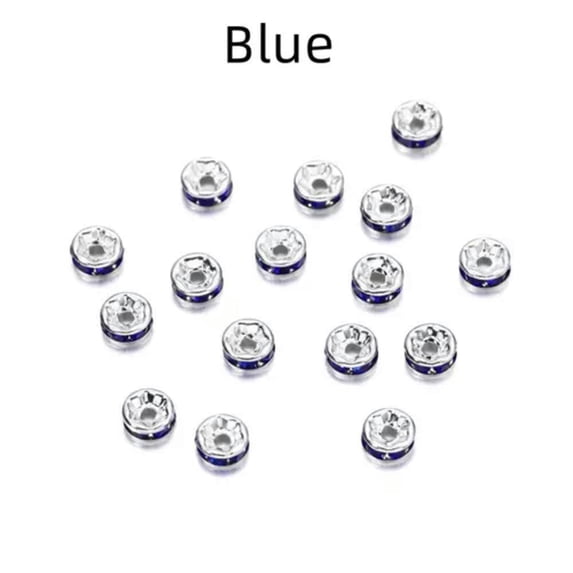 GKNET 50pcs/lot 4-10mm Rhinestone Rondelles Crystal Bead Loose Spacer Beads for DIY-Blue-8mm x 50Pcs