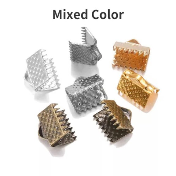 GKNET 50pcs/lot Cove Clasps Cord End Caps String Ribbon Leather Clip Delicate Jewelry Connector-Multicolor-30mm x 50pcs