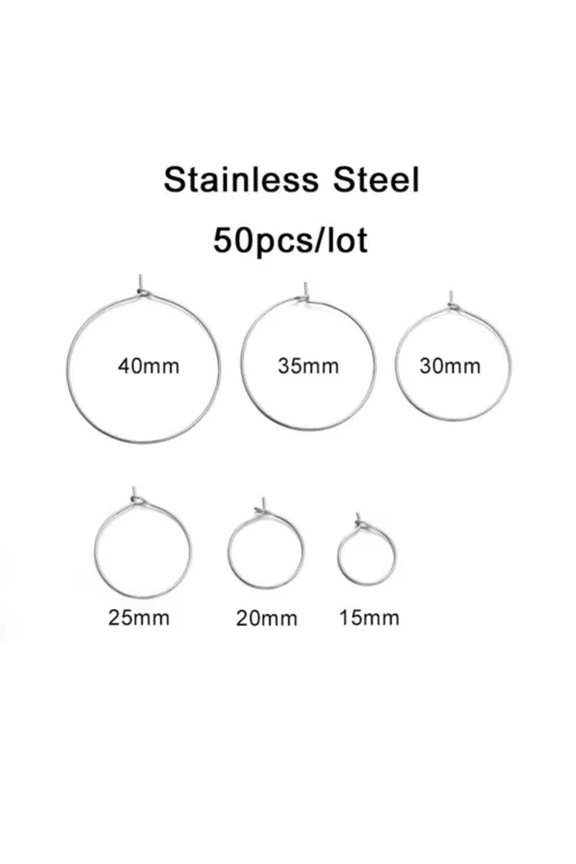 50pcs/lot KC Gold Hoops Earrings Big Circle Ear Wire Hoops Earrings DIY Wires-Stainless Steel-40mm