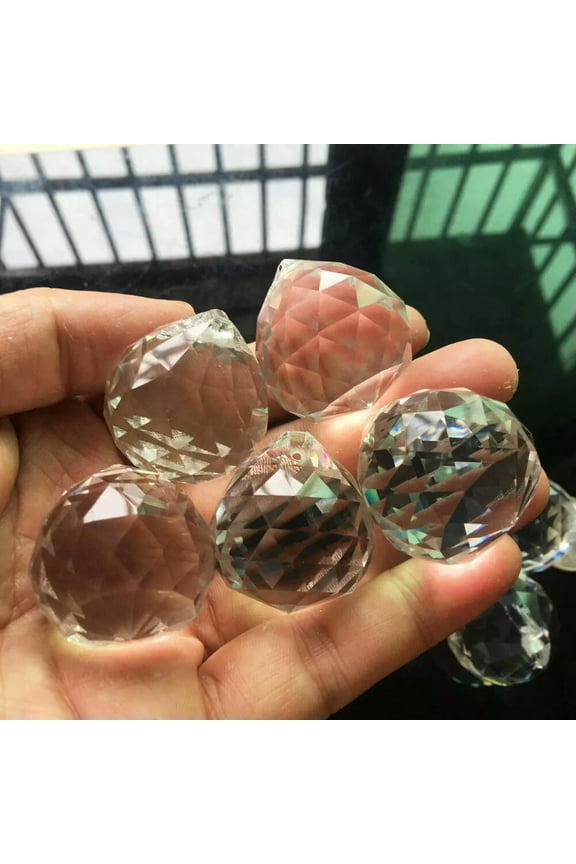 5PC Fengshui Cut Prism Ball Crystal Glass Hanging Suncatcher Chandelier Pendant