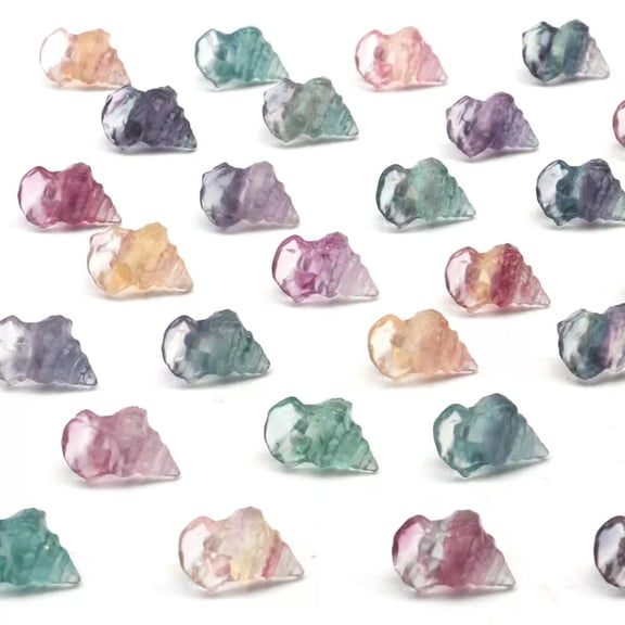 GKNET 5PCS Natural Fluorite Carved Mini Conch Crystal Quartz Status Reiki Healing