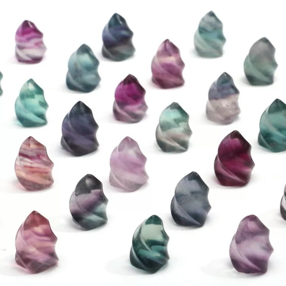 GKNET 5PCS Natural Fluorite Torch Hand Carved Mini Flame Quartz Crystal Reiki Healing