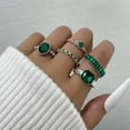 thumbnail image 1 of GKNET 5Pcs Green Crystal Rings Set for Women Geometric Inlaid Diamond Vintage Jewe WY4-Silver-, 1 of 9