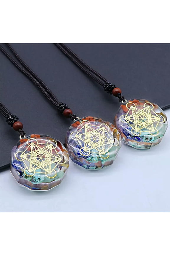 5Pcs Natural 7 Chakra Healing Crystal Pendant Quartz Orgone Hexagram Stone Decor