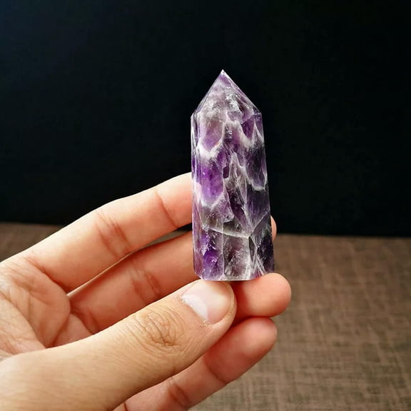 GKNET 5Pcs Natural Amethyst Quartz Crystal Point Wand Obelisk Rock Healing Stone