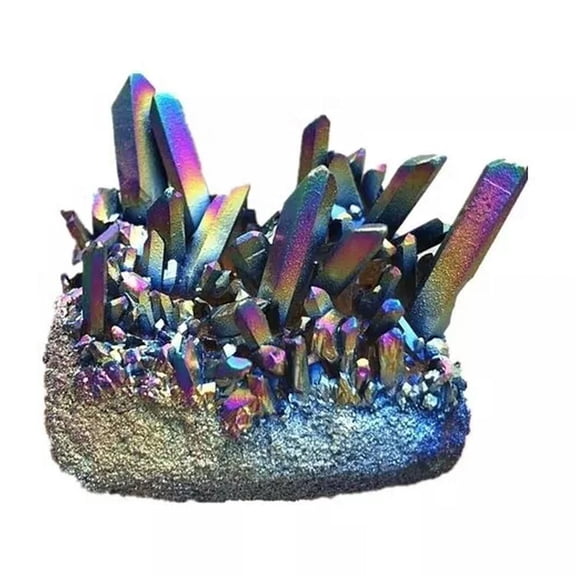 GKNET 5Pcs Natural Aura Rainbow Crystal Titanium Bismuth Rock Cluster VUG Energy Reiki-default