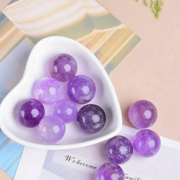 GKNET 5Pcs Natural Brazilian Amethyst Quartz Crystal Sphere Ball Rock Stone W/ Stand-default
