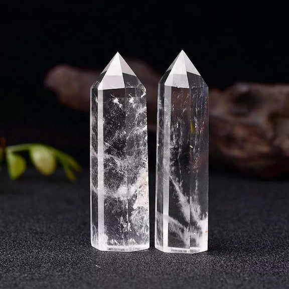 GKNET 5Pcs Raw Natural Clear Quartz Crystal Point Wand Column Obelisk Stone Healing-default