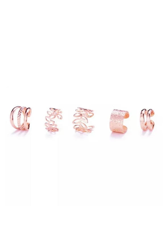 5Pcs/Set Of Simple Personality Ear Cuff Alloy Delicate Jewelry Classic Ear Accessories-Rose Gold-