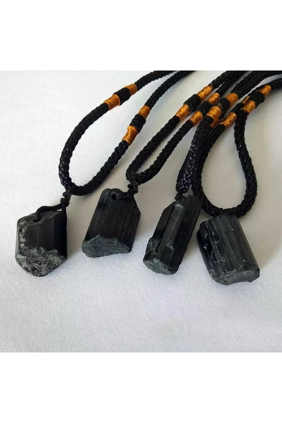 5X Natural Black Tourmaline Quartz Pendant Charka Healing Crystal Stone Necklace-default