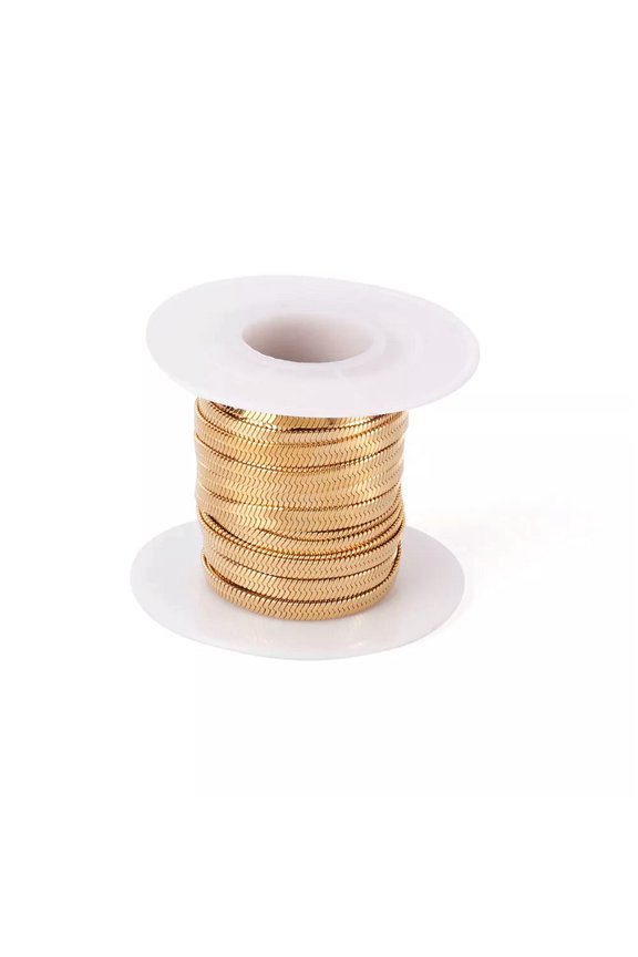 5m/roll Stainless Steel Herringbone Chains Golden 4mm Necklace Links