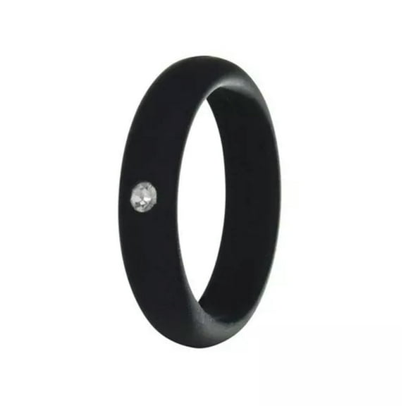 GKNET Men Womens Rhinestone Silicone Wedding Ring Band Fashion Delicate Jewelry Rubber Band ➳-black-6