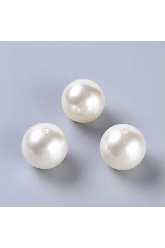 5pcs 30MM Chunky Bubblegum Acrylic Pearl Round Bead DIY Delicate Jewelry Bracelet Finding-IvoryWhite