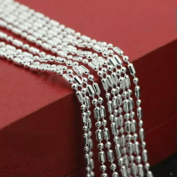 GKNET 5pcs 925 Silver Multi Length Necklace Slub Ball Chain Fashion Clavicle Jewelry-5pcs 24 inch