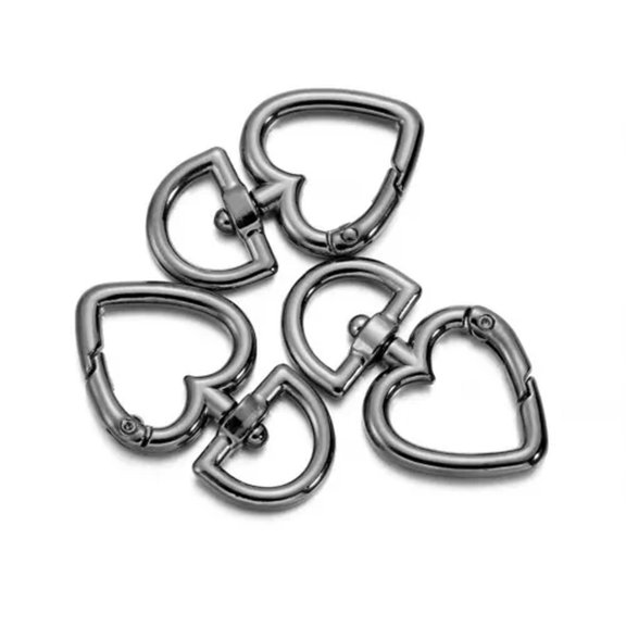 GKNET 5pcs Heart Alloy Lobster Buckle DIY Accessories Make Key Chain Necklace Buckle-Gun Black