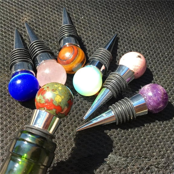 GKNET 5pcs Mixed stone Crystal Ball Wine Bottle Topper Stopper High Quality Gem