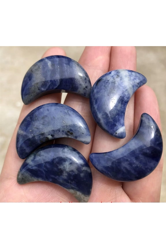 5pcs Natural Sodalite Mini Moon Quartz Crystal Carving Pendant Gem Reiki Healing