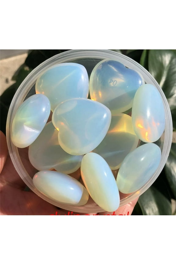 5pcs Opalite hearts quartz crystal pendant carved decoration gem reiki healing