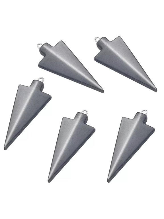 5pcs Synthetic Hematite Pendants Triangle Black Gemstone Charms 44x18mm