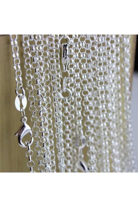 5pcs/set Silver Plated Snake Figaro Rolo Box Curb Chains Necklace for Women Men-5pcs Peal Chain-28