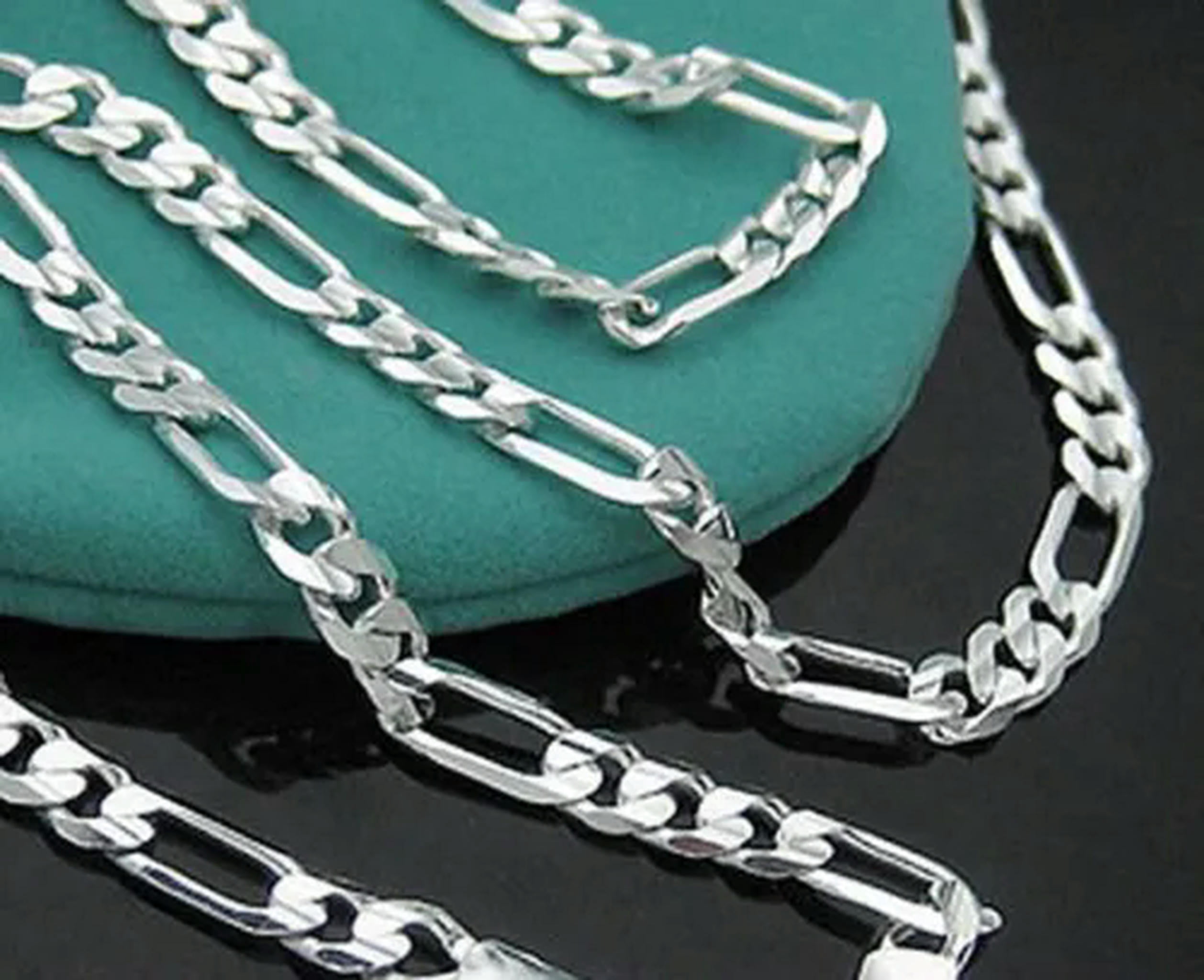 GKNET 5pcs/set Silver Plated Snake Figaro Rolo Box Curb Chains Necklace ...