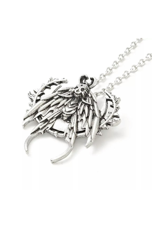 5strands Alloy Skull Moth Pendant Necklace Gothic Delicate Jewelry Antique Silver