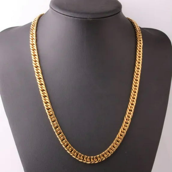 GKNET 6-21mm Stainless Steel Miami Cuban Link Chain 18k Gold Plated Mens Necklace-24 in-8mm