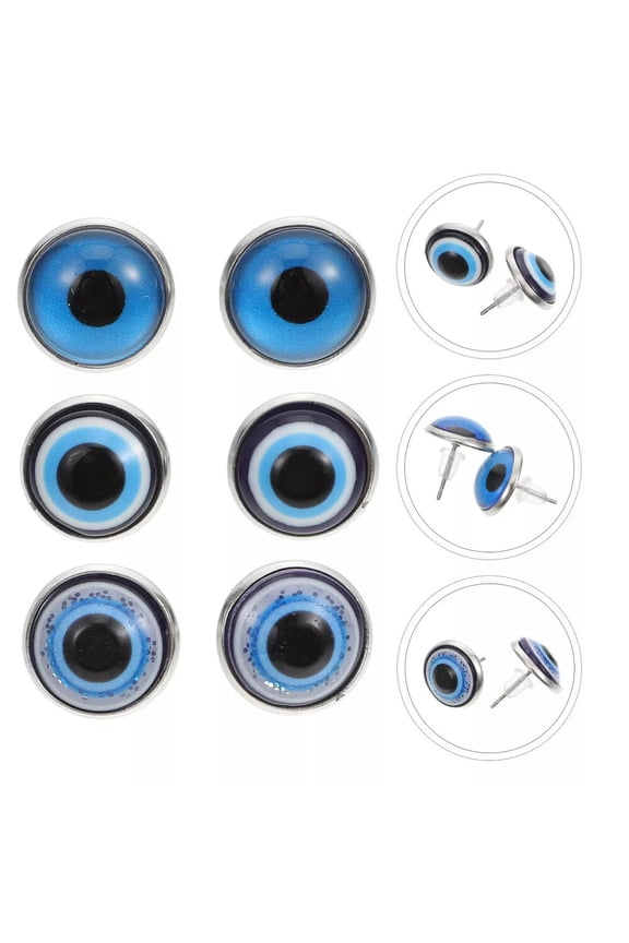 6 Pairs Ear Acupuncture Stainless Steel Resin Man Rings for Men Dangle Earrings