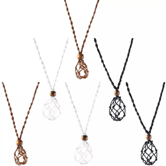 GKNET 6 Pcs Cord Empty Charms Macrame Retro Necklace Pendant Holder