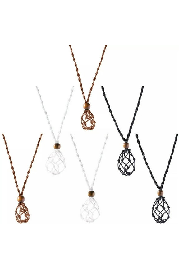 6 Pcs Cord Empty Charms Macrame Retro Necklace Pendant Holder