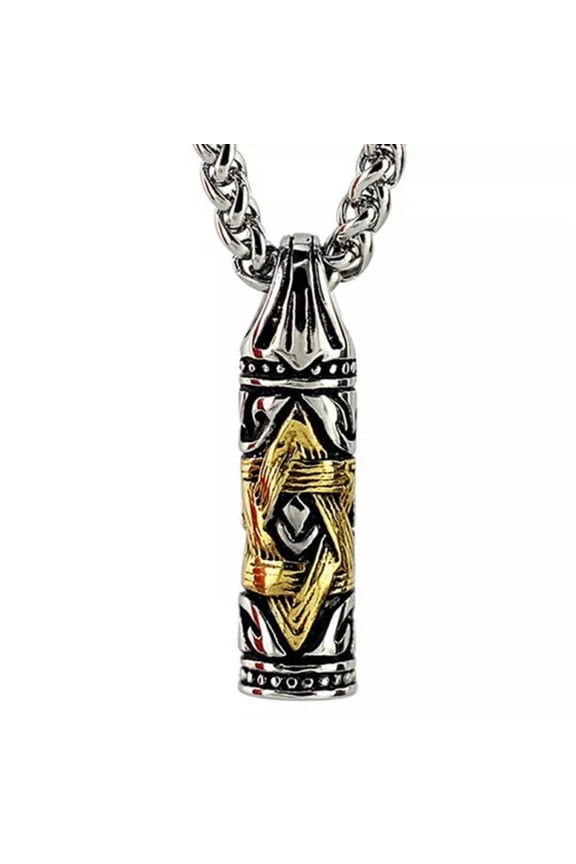 6 Point Star of David Hexagram Pendant Necklace Stainless Steel Gold & Silver-Gold