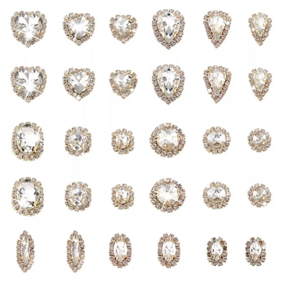 GKNET 60Pcs Sew on Rhinestone Buttons 5 Shapes Delicate Jewelry Links Flatback Accessories