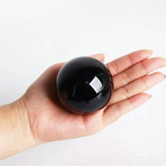 GKNET 60mm Natural Black Obsidian Gemstone Sphere Quartz Crystal Ball Healing W/ Stand
