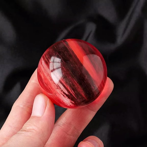 GKNET 60mm Natural Red Smelting Quartz Sphere Healing Crystal Ball W/ Stand Home Decor