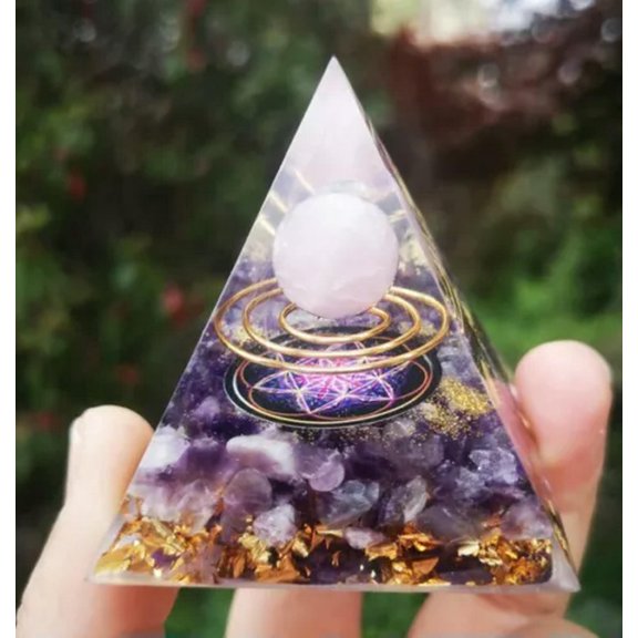 GKNET 60mm Tree Life Space Crystal Quartz Sphere Orgonite Pyramid Chakra Energy Orgone-Colour 24-6cm