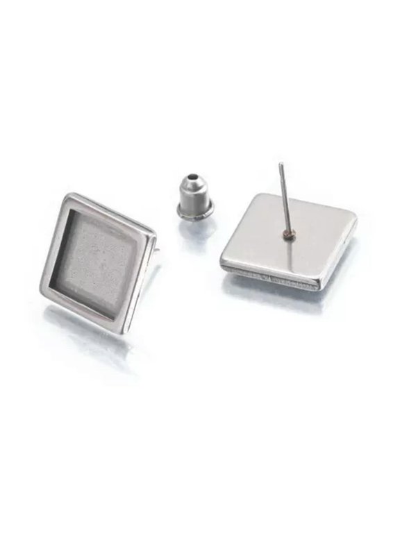 6Pcs Stainless Steel Stud Earring Bezel Settings Blanks For Diy Delicate Jewelry Findings-12mm