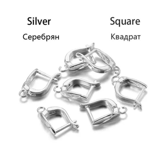 GKNET 6Pcs/lot Gold Color French Earring Hooks Lever Back Open Loop Setting-Square-Silver-6pcs