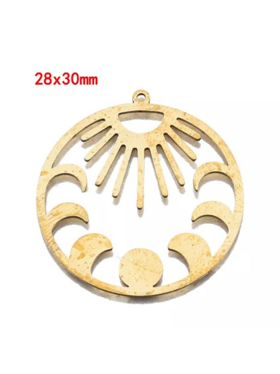 6X Brass Celestial Moon Sun Star Charms All Seeing Eye Pendant Diy For Jewelry-Celestial