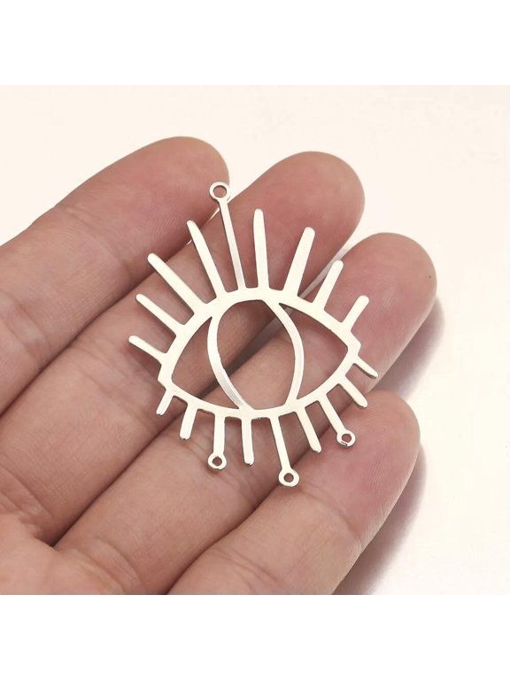 6X Brass Silver Plated All Seeing Eye Charm Evil Eye Pendant For Earring Jewelry