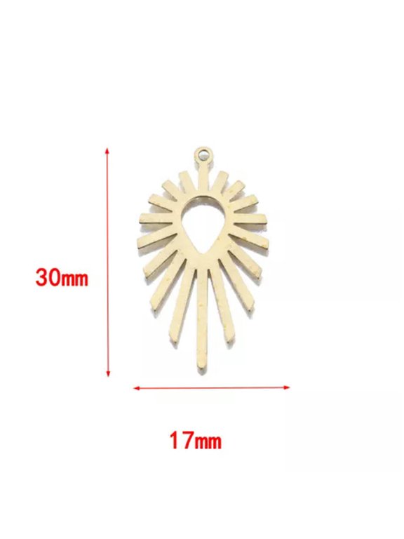 6X Raw Brass Sun Flame Charms Teardrop Shaped Earrings Pendants Delicate Jewelry Findings-Small