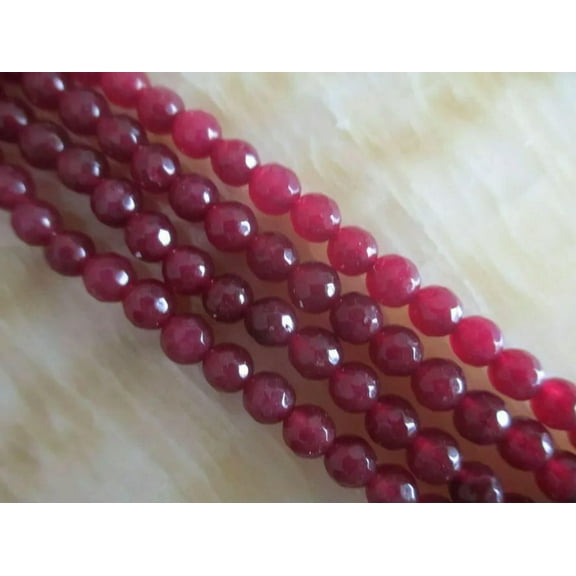 GKNET 6mm red faceted Ruby Gemstones Loose Beads 15"HL718