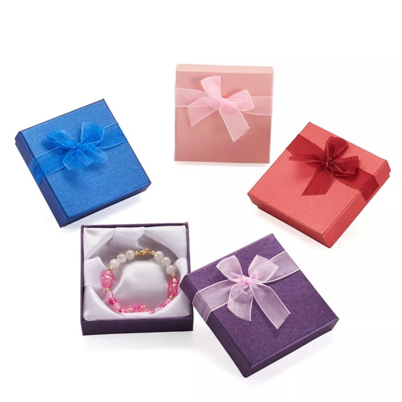 GKNET 6pcs Cardboard Bracelet Boxes Bangle Delicate Jewelry Packages Square Mixed Color 9cm