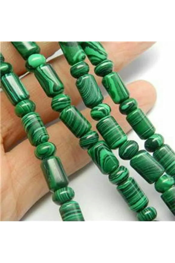 6x9mm Green Malachite Gem Coulumned Loose Bead 15''
