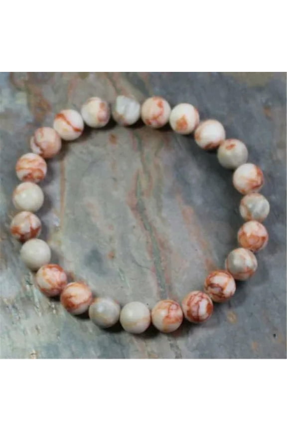 7.5 Inches Fashion Natural Red Veined Jasper Handmade Mala Bracelet Buddhism