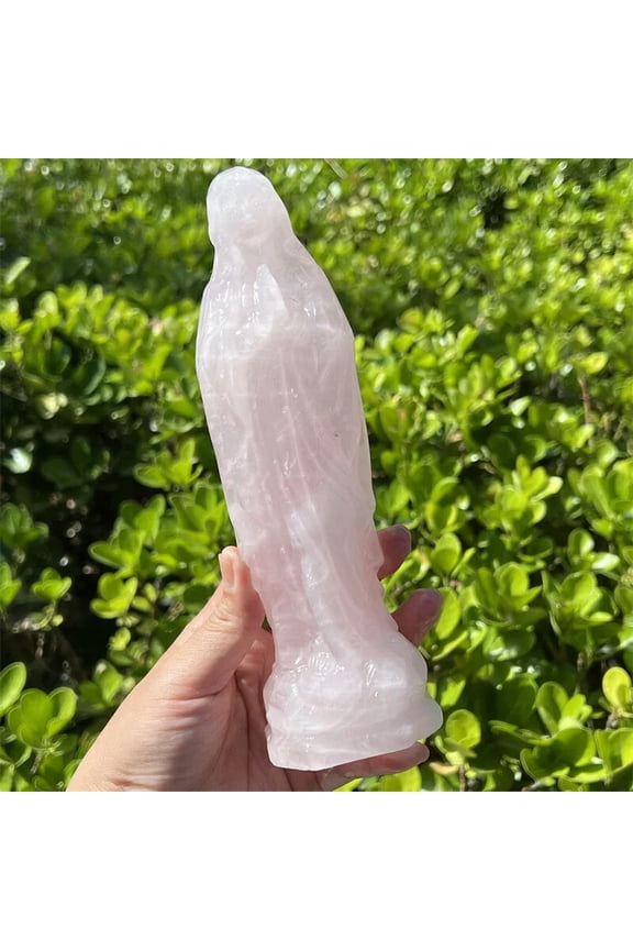 7.8" Natural Rose quartz Virgin Mary Quartz Skull Crystal Skull Healing 1PC