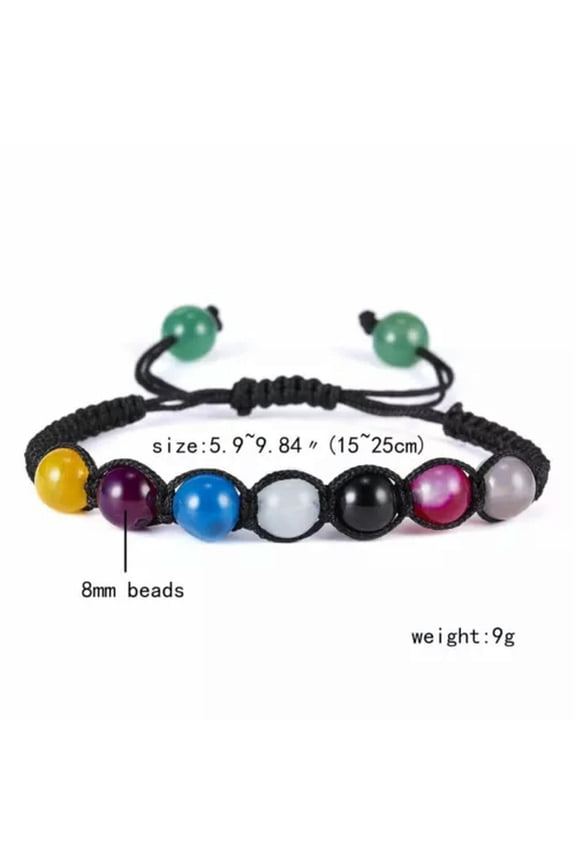 7 Chakra Healing Balance Beaded Bracelet Lava Yoga Reiki Prayer Stones Gift New-7 chakra stone Rope Knot
