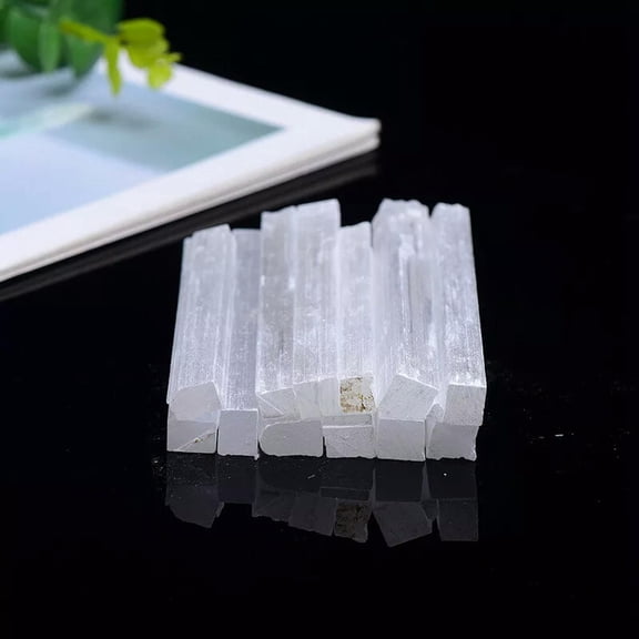 GKNET 70-90mm Natural Quartz Crystal Selenite Stick Wand White Gypsum Obelisk 10Pcs-default