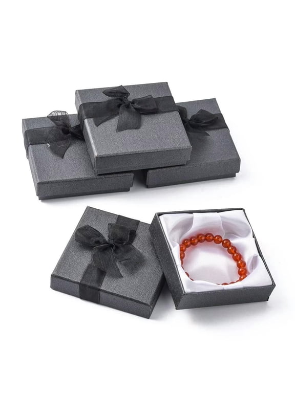 72pcs Bracelet Bangle Cardboard Boxes Square Gift Case Black Bowknot 3.5" 3.5"
